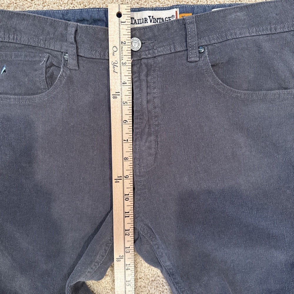 MEN'S TAILOR VINTAGE 36X28 SMART CORDUROY PANT GRAY CANAAN SLIM COMFORT *READ* - Picture 7 of 9